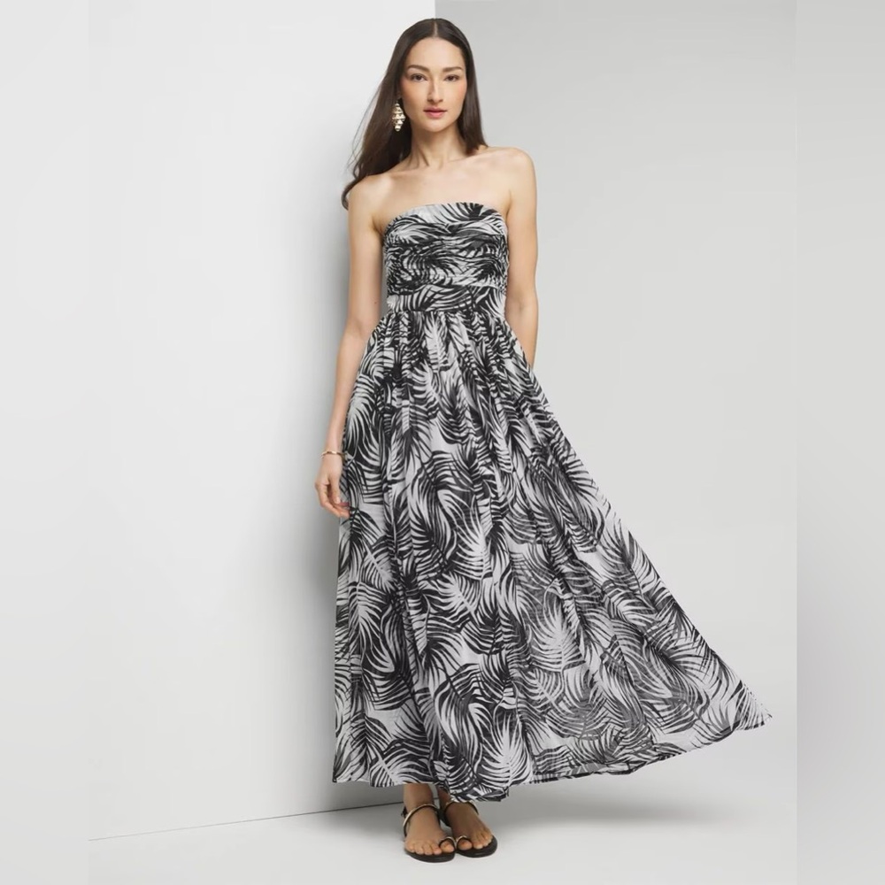 White House Black Market Ruched A-line Strapless Dress